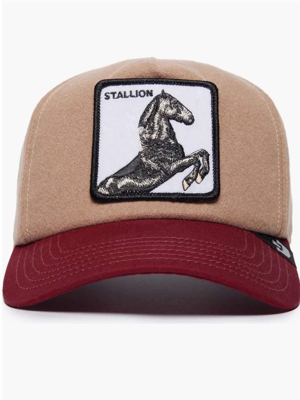 Goorin Bros Free Rider Stallion Patch Two-Tone Baseball Cap Tan & Burgundy NWT